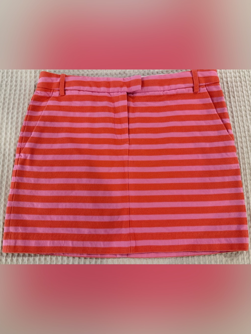 J. Crew Postcard Pink and Coral Striped Knit Mini Skirt